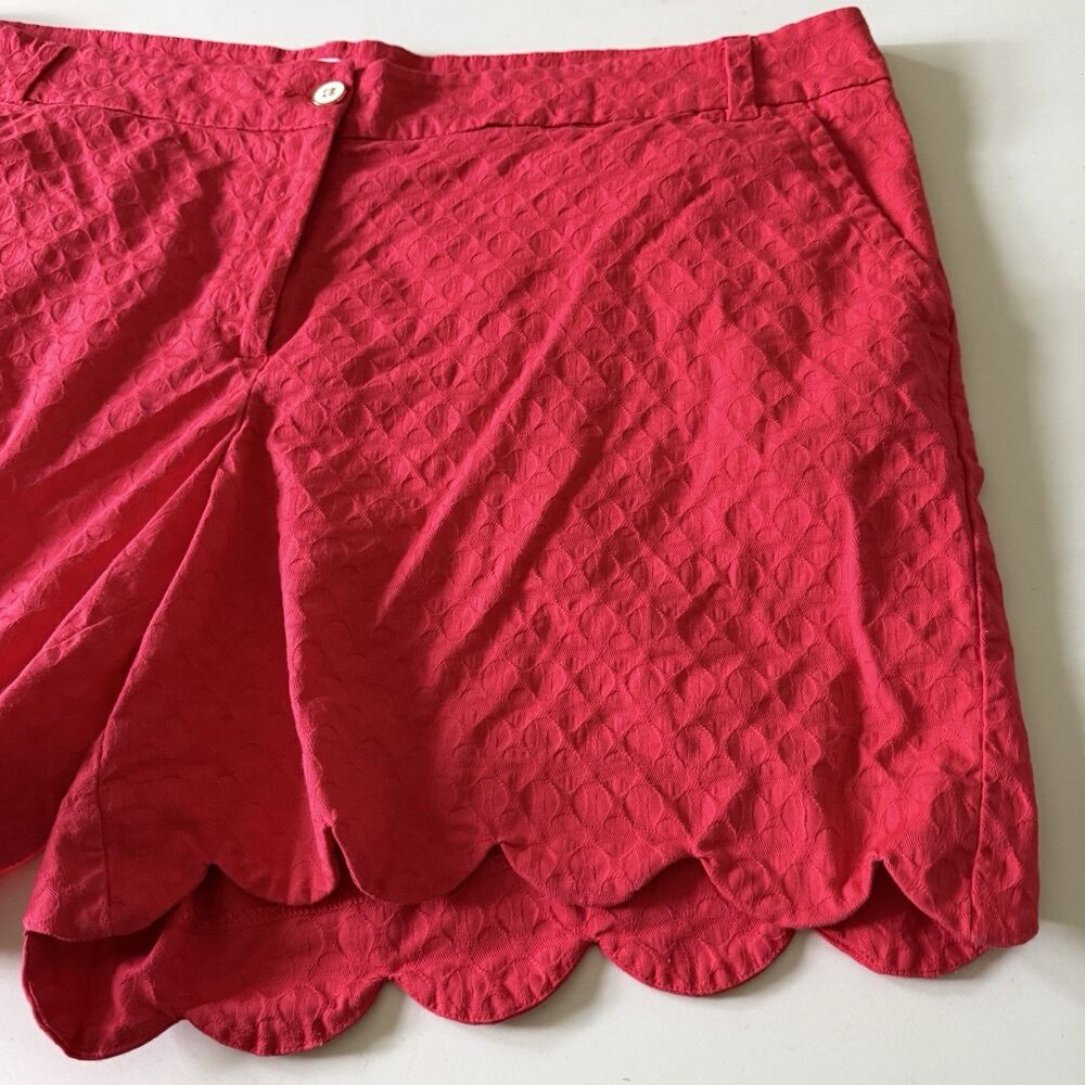 Womens Crown & Ivy Shelby Watermelon Red Eyelet Scalloped Hem Stretch Shorts 22W - Picture 10 of 16